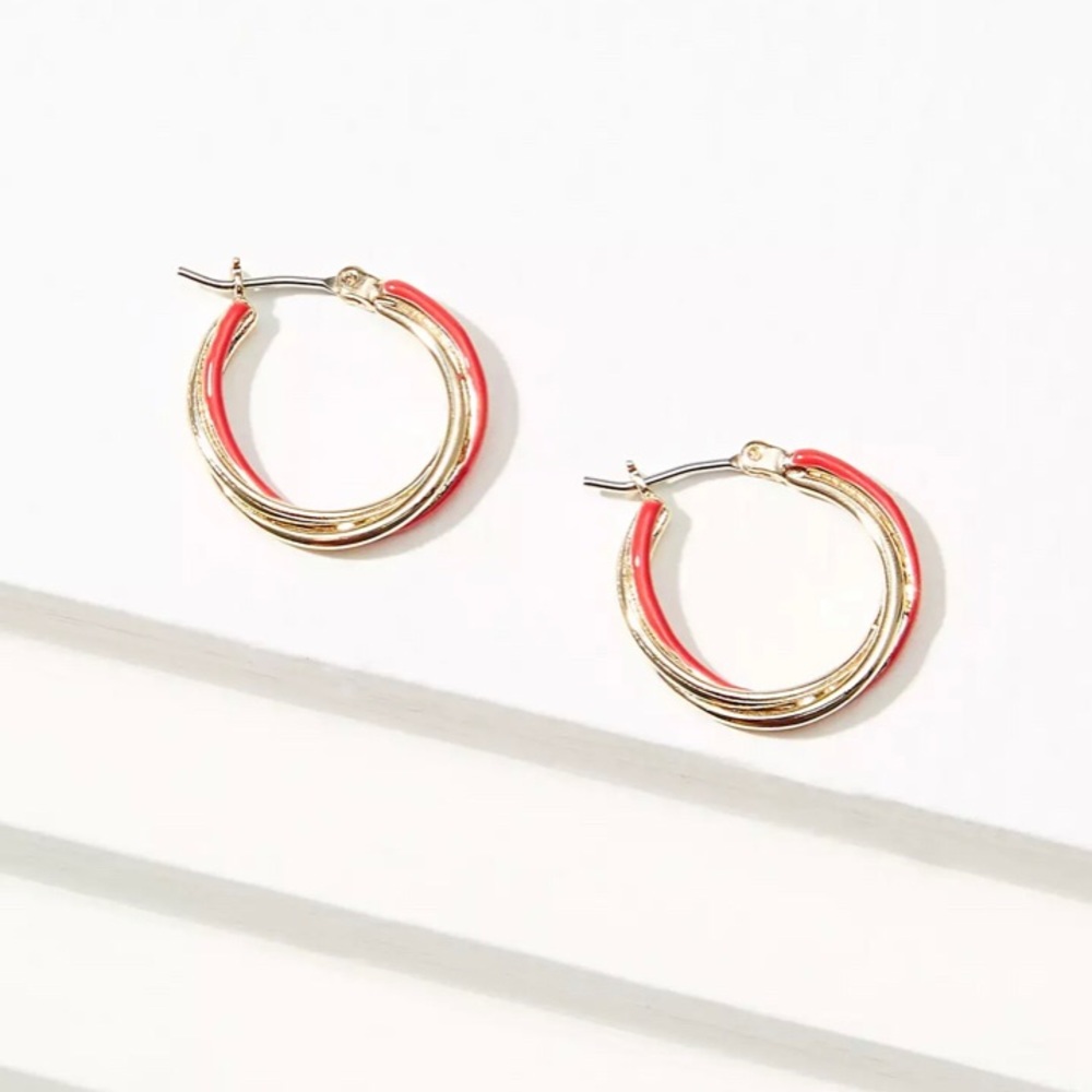 LOFT gold coral hoop earrings nwt